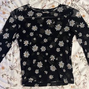 Forever 21 Mesh Daisies Long Sleeve